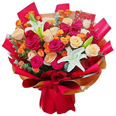 常德19朵玫瑰百合，爱情永不凋零
