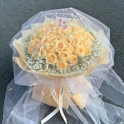 常德52朵香槟玫瑰满天星，你就是我的全部