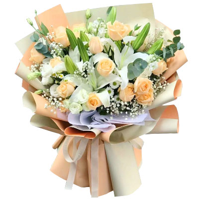 常德19朵香槟玫瑰百合，你是我的真爱